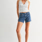 Just Black Denim Lightweight Short With Side Slit Detail