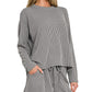 Rib Long Sleeve Tee & Shorts Set Grey