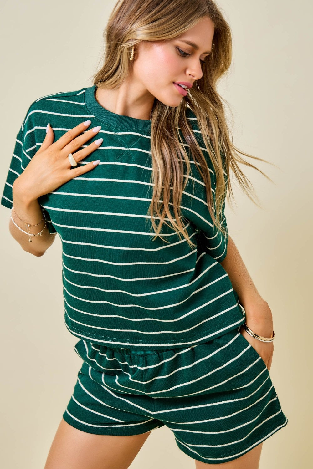 Dream Green Striped Set Top