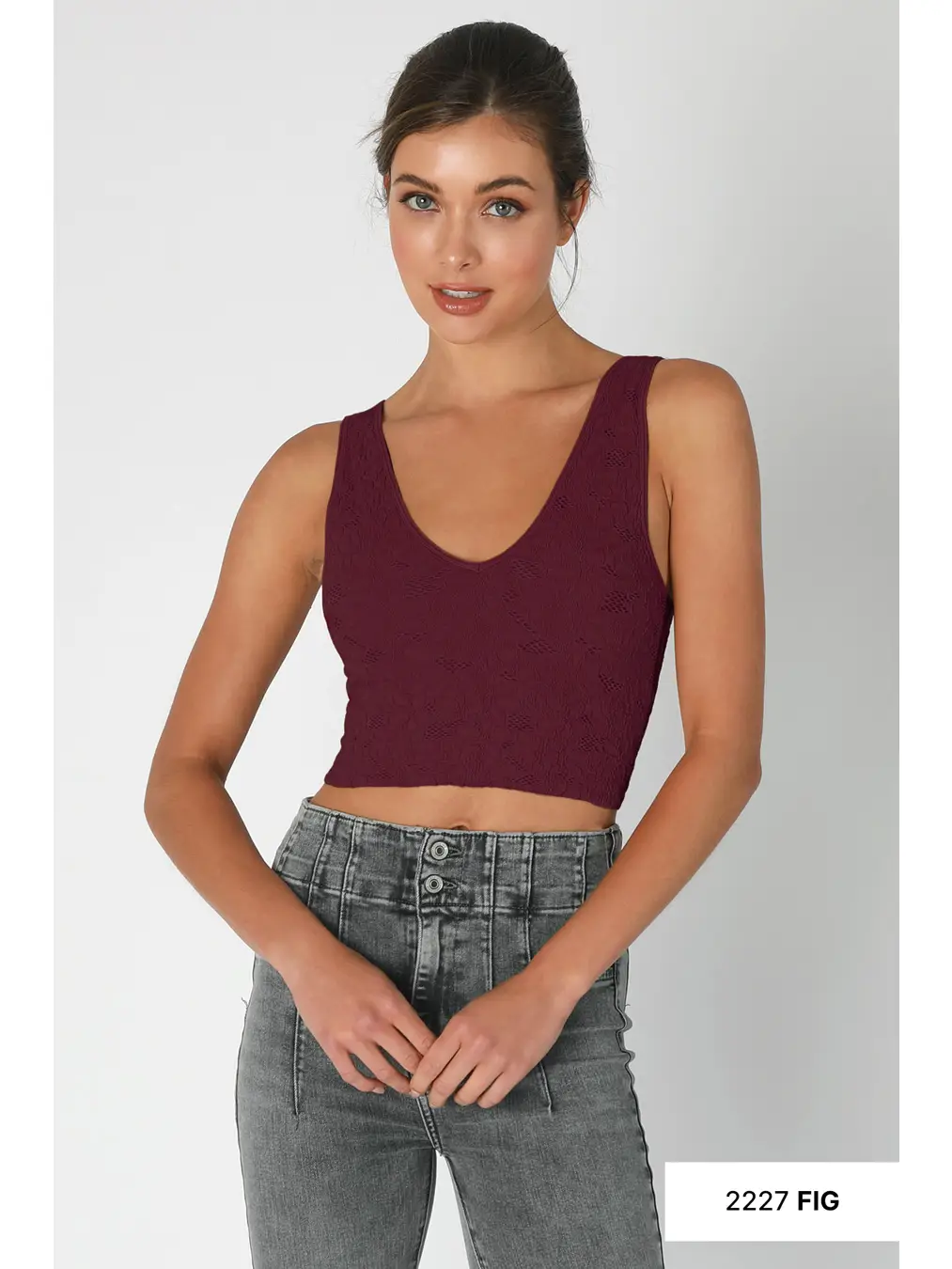 Lace V Neck Tank Top MULTIPLE COLORS