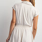 Butter Short Sleeve Quarter Zip Romper White