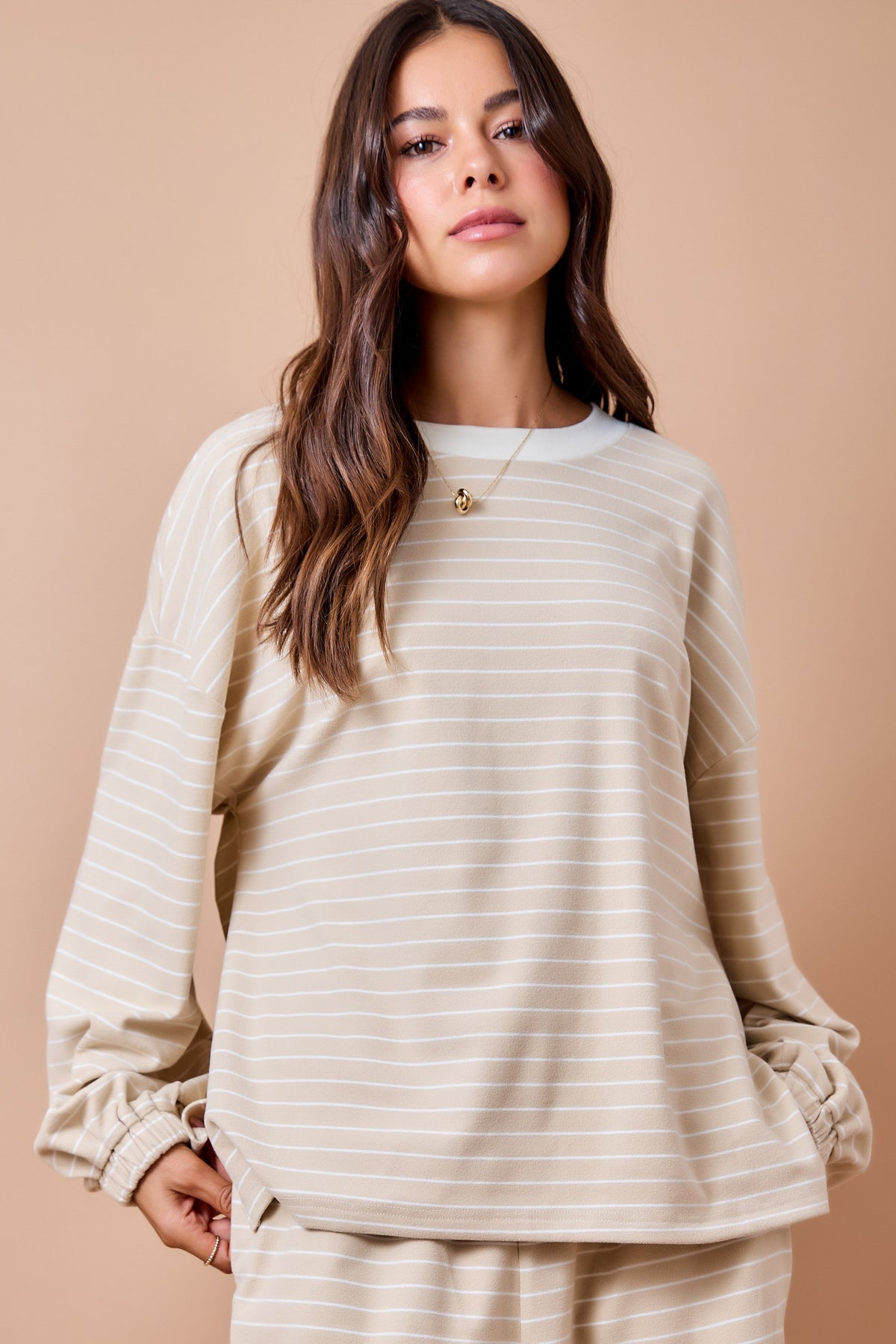 Daphne Tan Striped Top