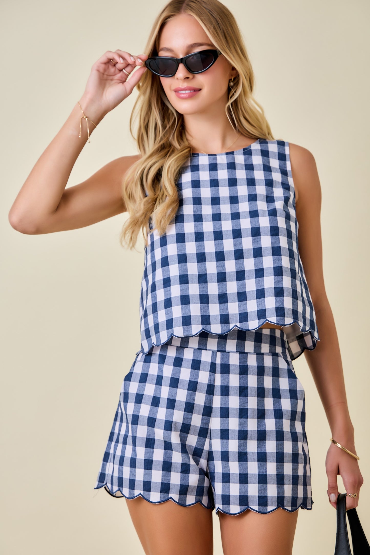 Deb Gingham Set Top Navy