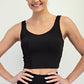 Nylon Rib V Neck Tank black