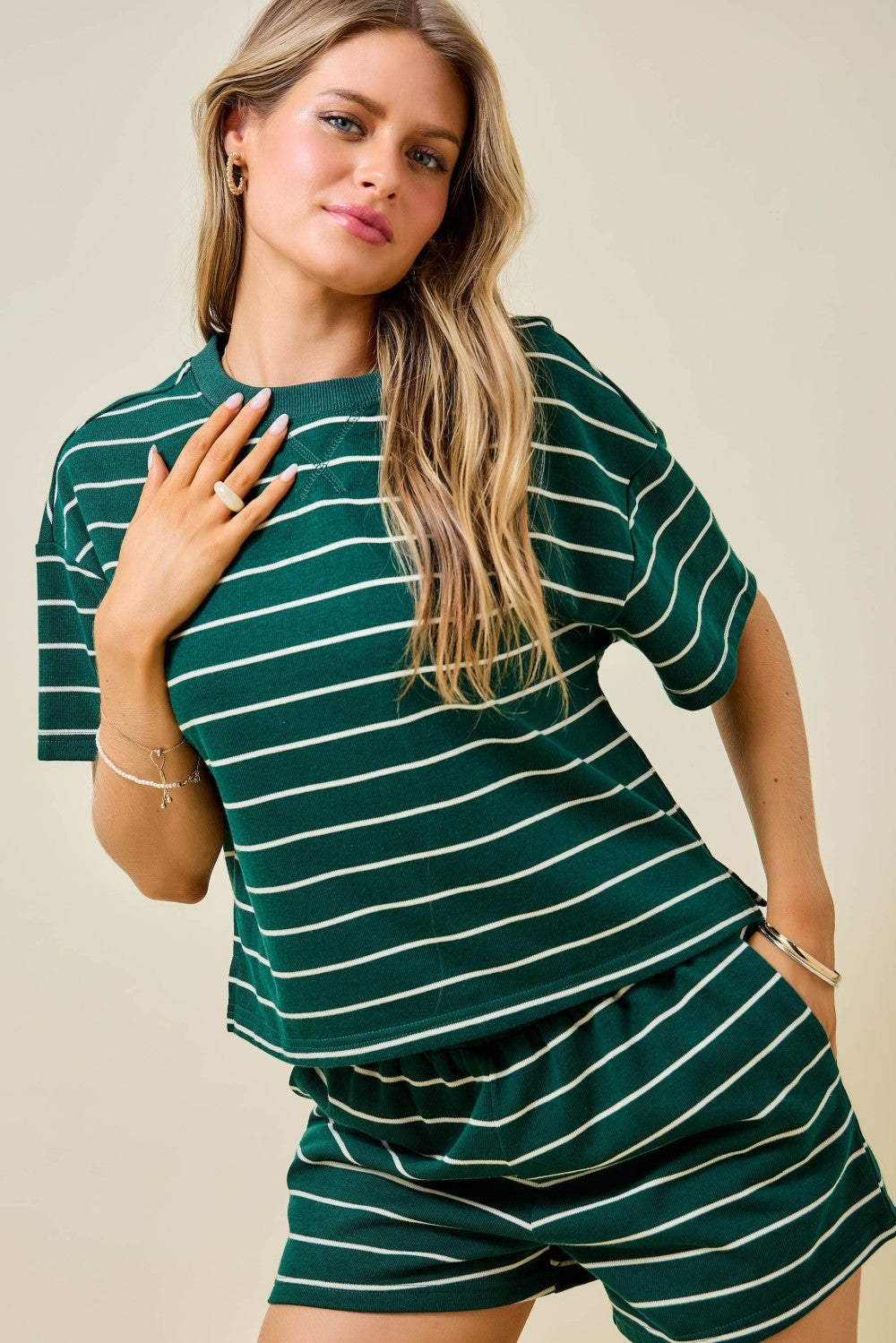 Dream Green Striped Set Top