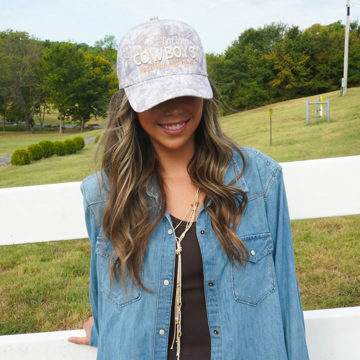 I'm Into Cowboys - Washed Camo Trucker Hat