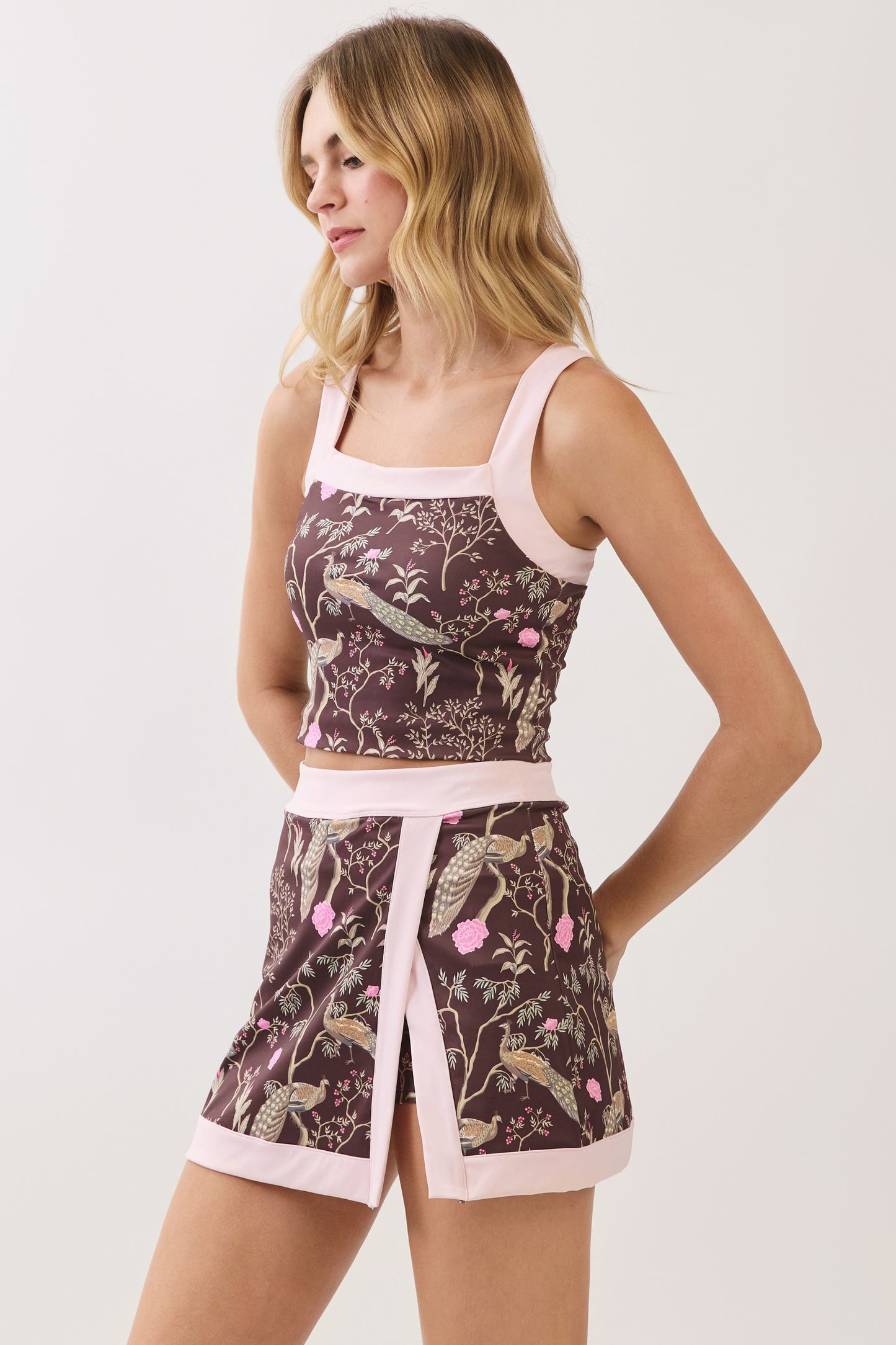 Botanical Bird Print Crop Top