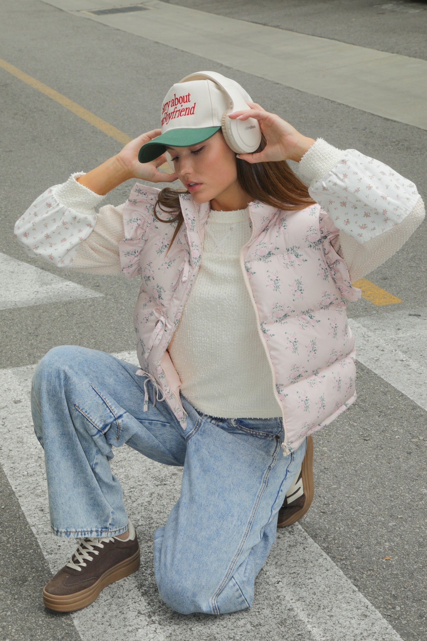Jayla Pink Floral Puffer