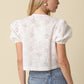 Colette Eyelet Contrast Tie-front Top