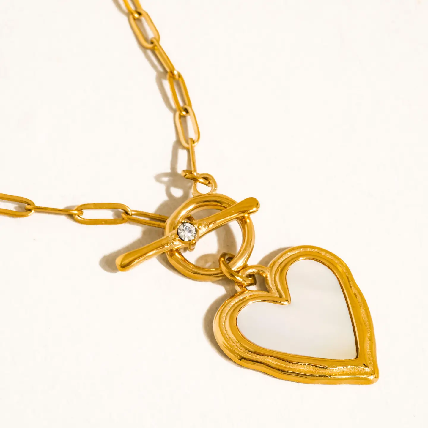 Nyelle 18K Gold Non-Tarnish Shell Heart Necklace