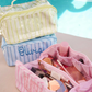 Pink Striped Makeup Bag