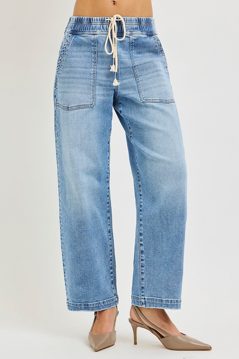 Risen Drawstring Medium Wash Denim