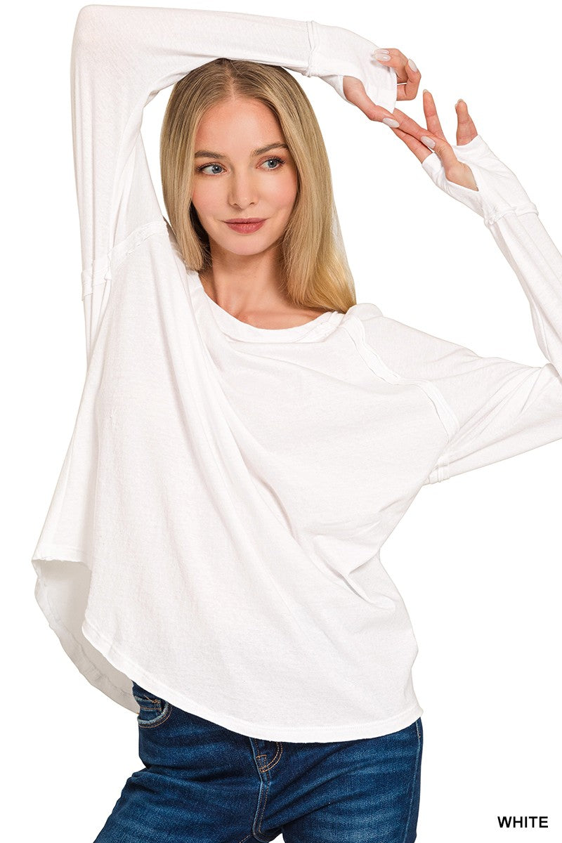 Cotton Thumbhole Top White