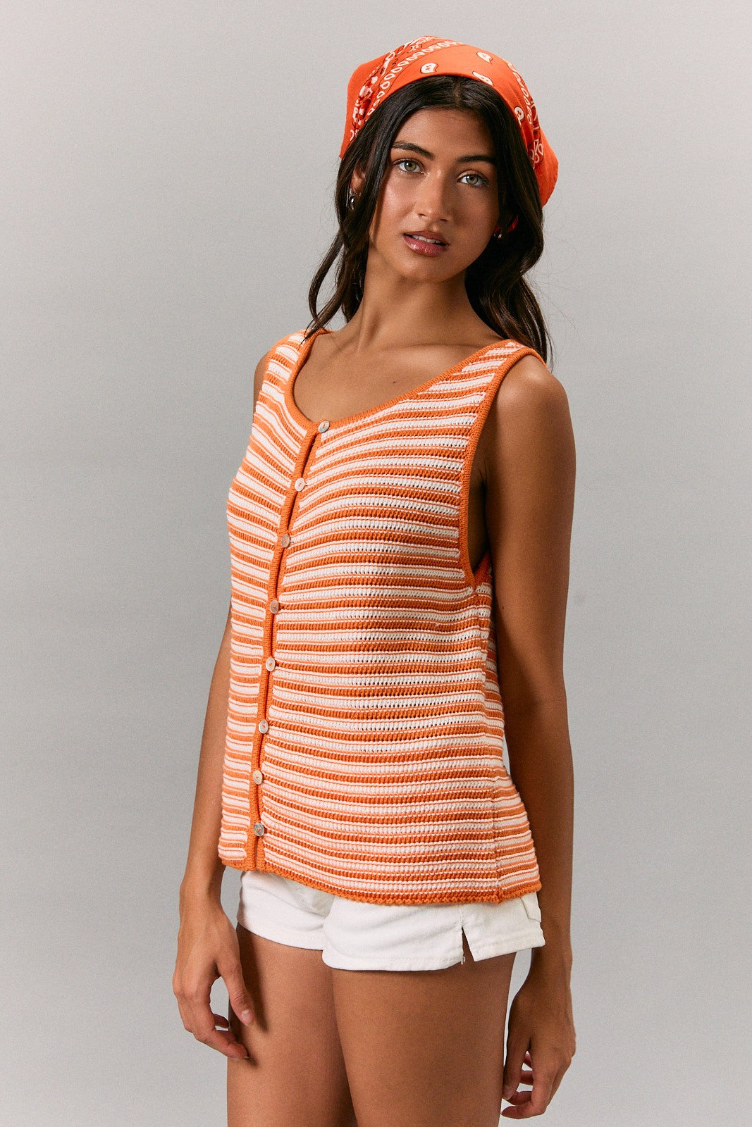 Linda Orange Stripe Top