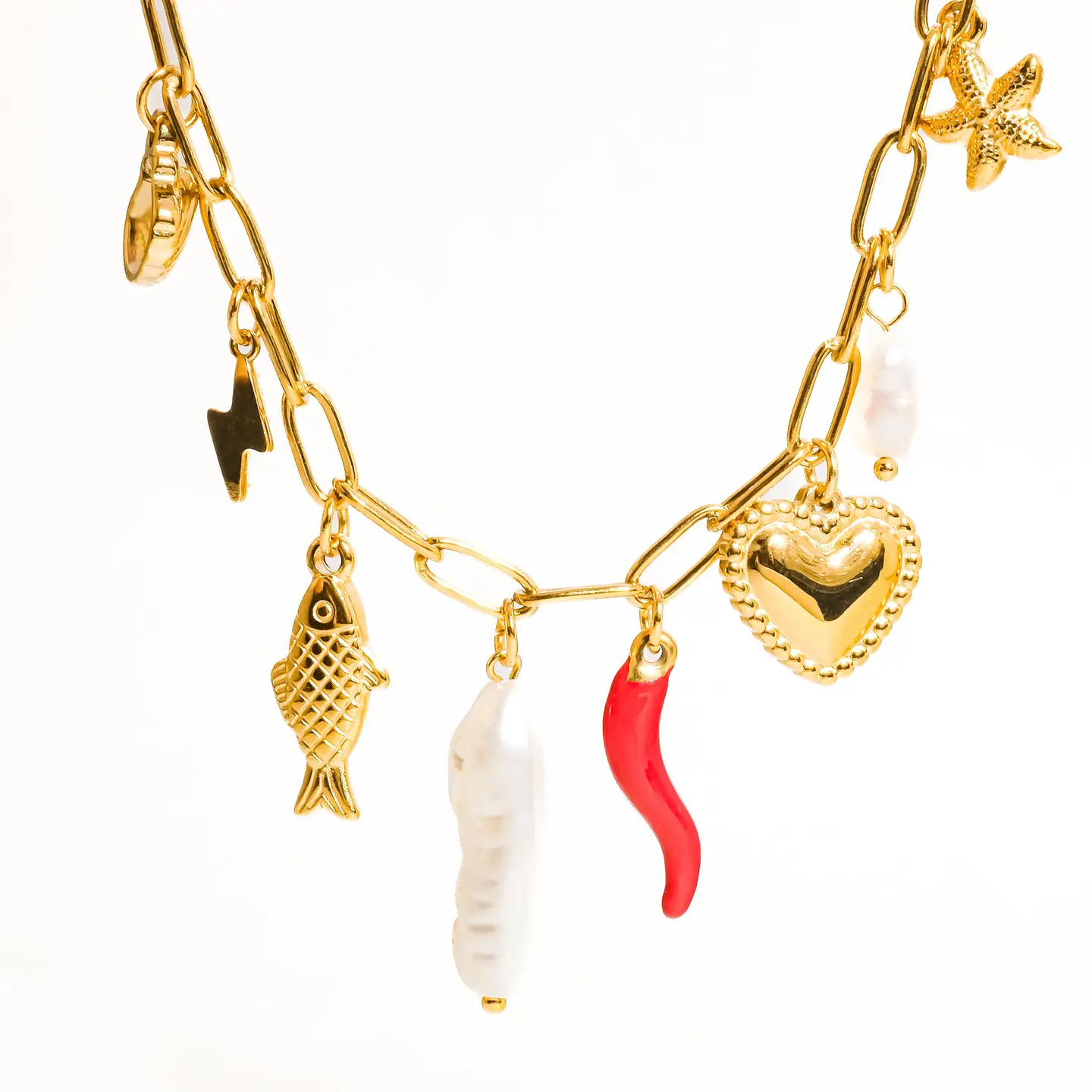 Filigrane 18K Gold Non-Tarnish Pepper Fish Charm Necklace