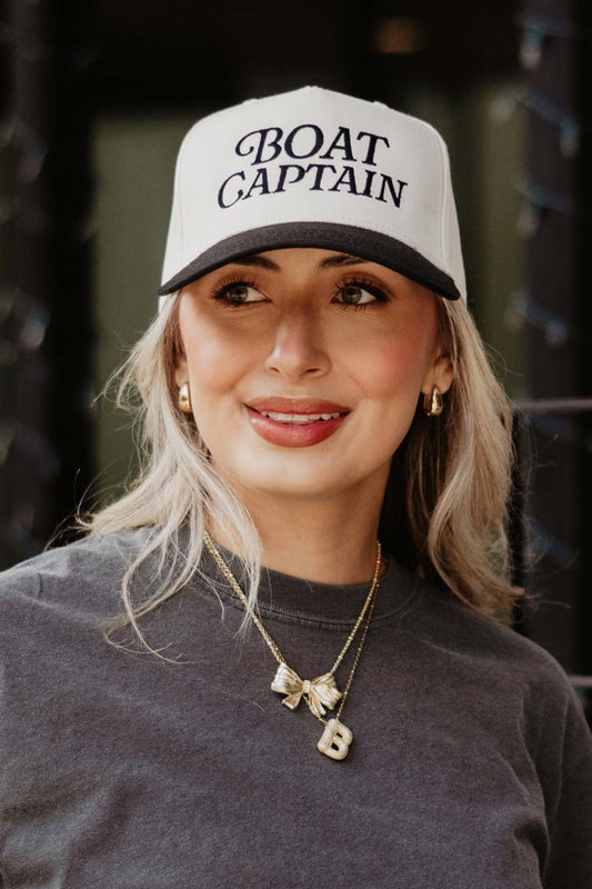 Boat Captain Two-Toned Retro Hat Black and Tan