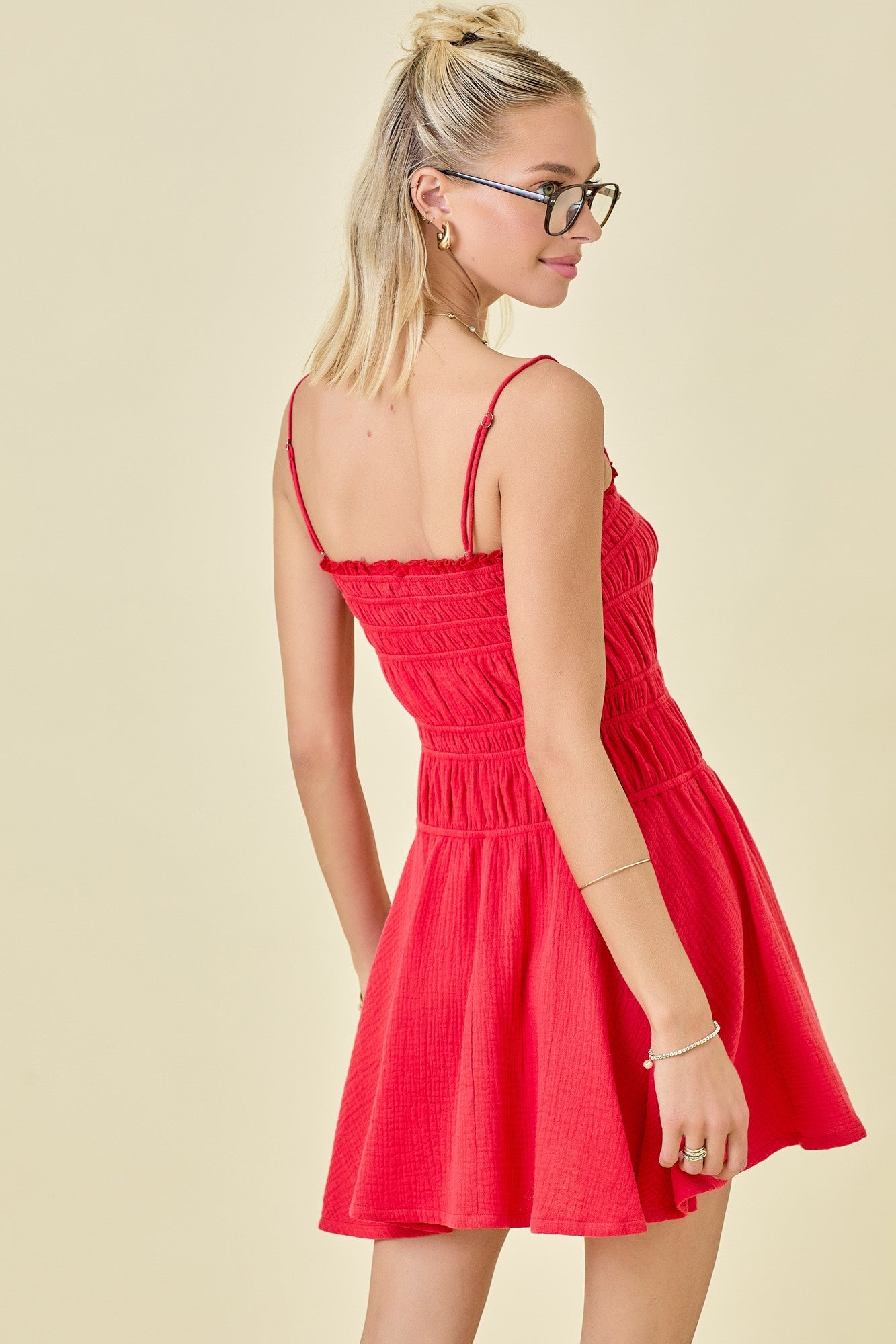 Dana Tiered Mini Dress Red
