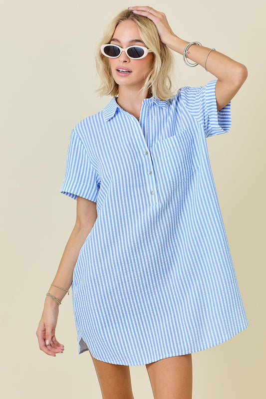 Daphne blue seersucker dress