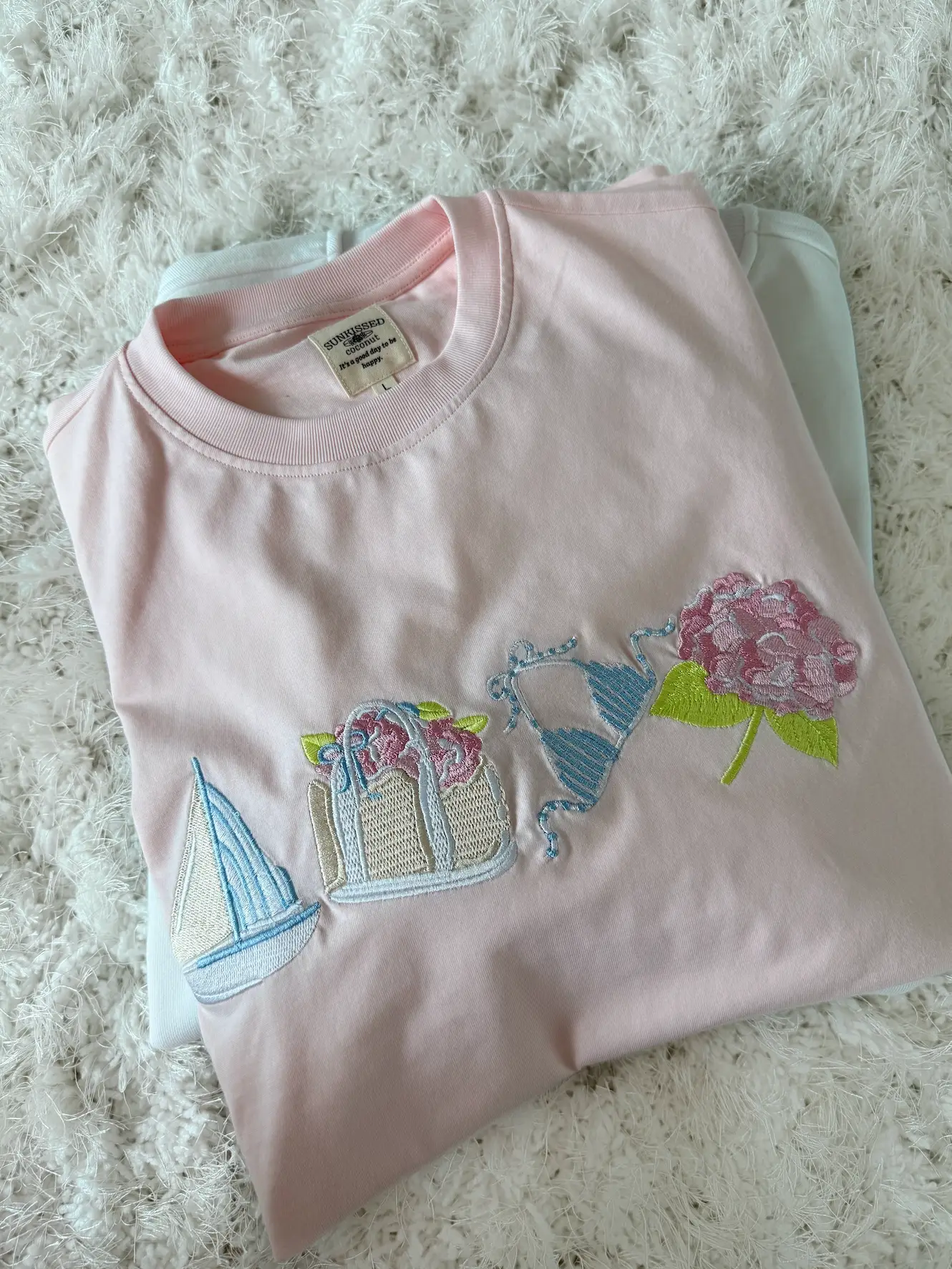 Pale Pink Old Harbor Garden Embroider Tee