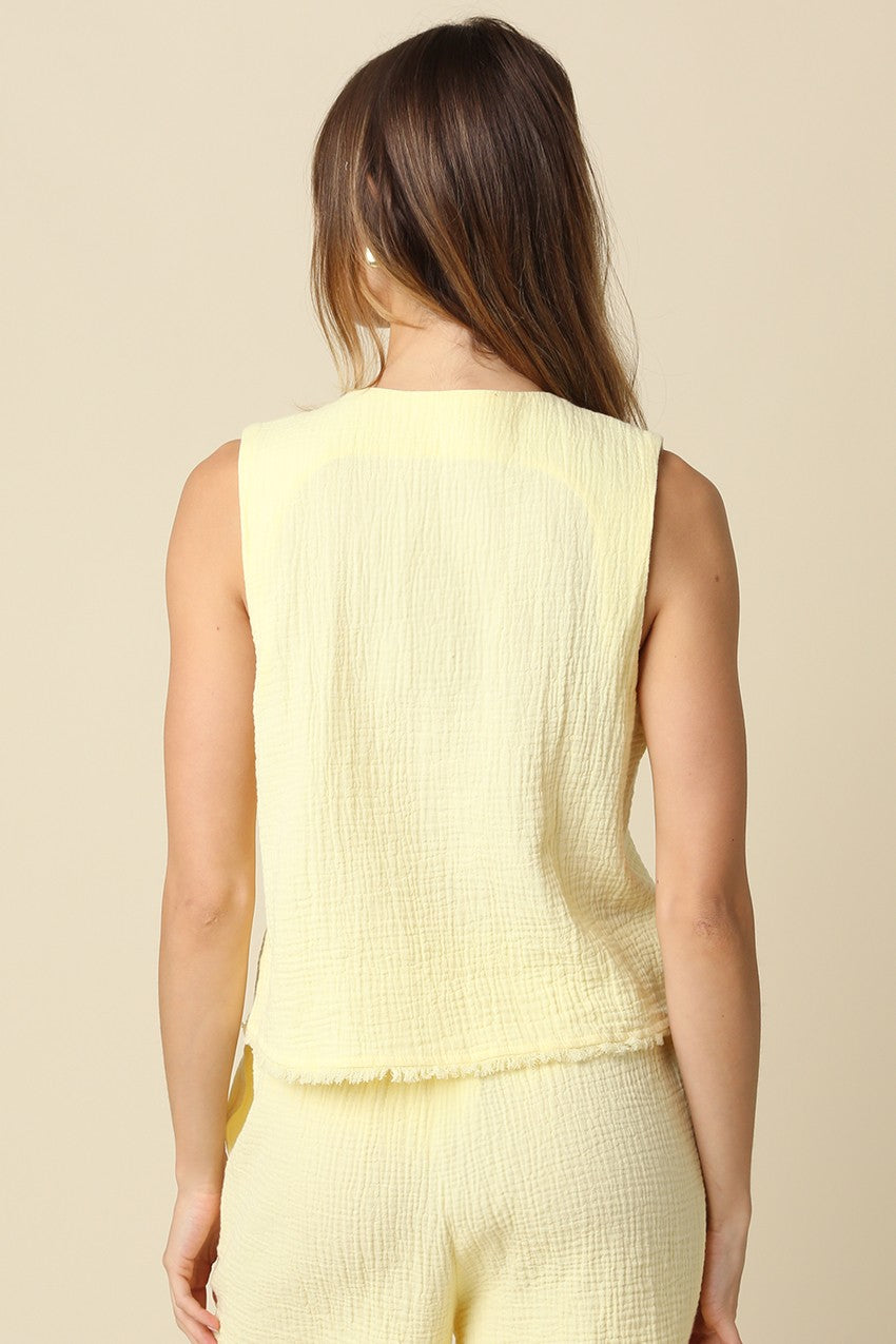 Camille Front-button Vest Top