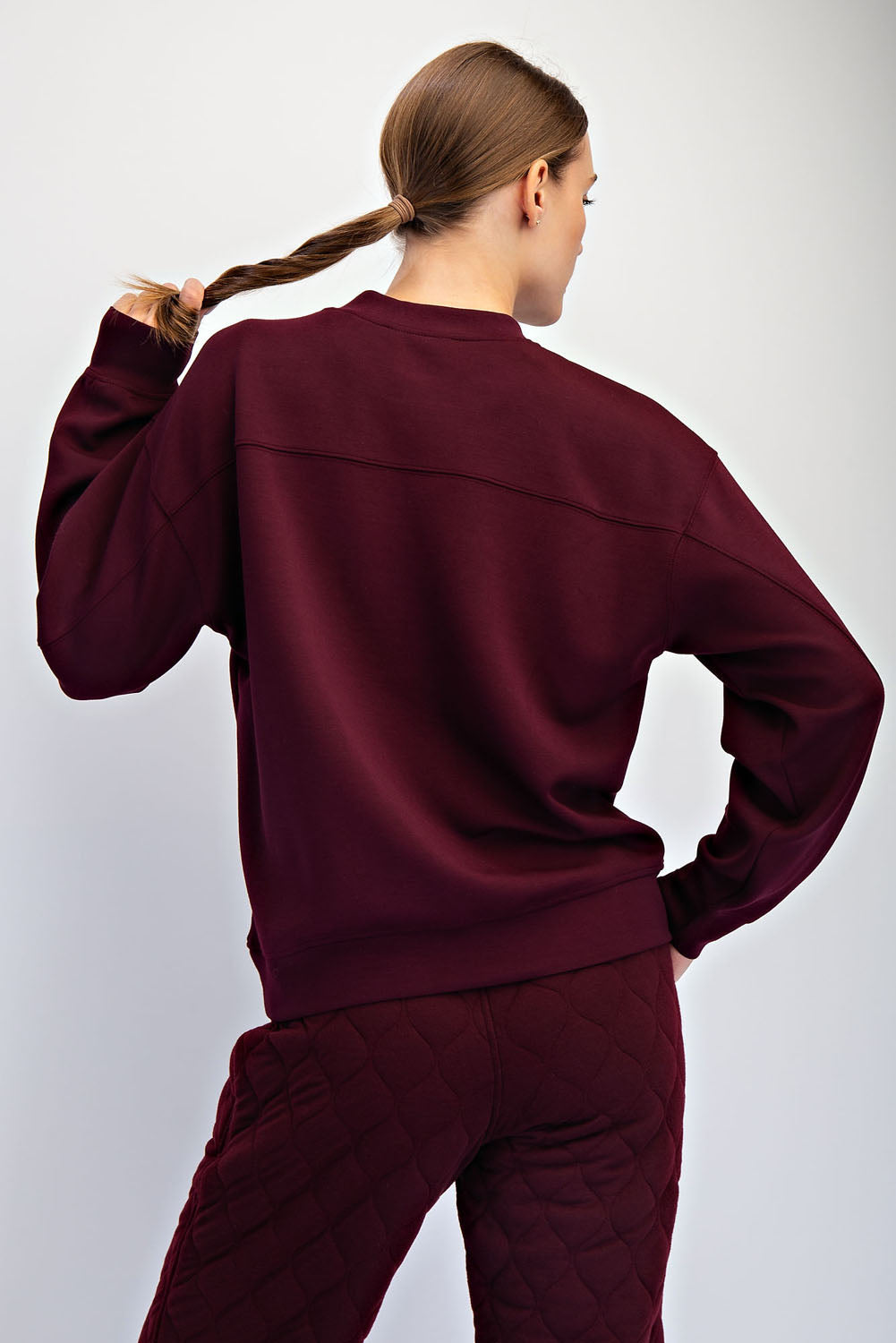 Mock Neck Cherry Pullover
