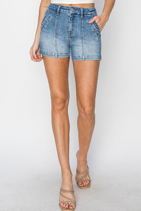 Risen High Rise Front Seam Detail Shorts