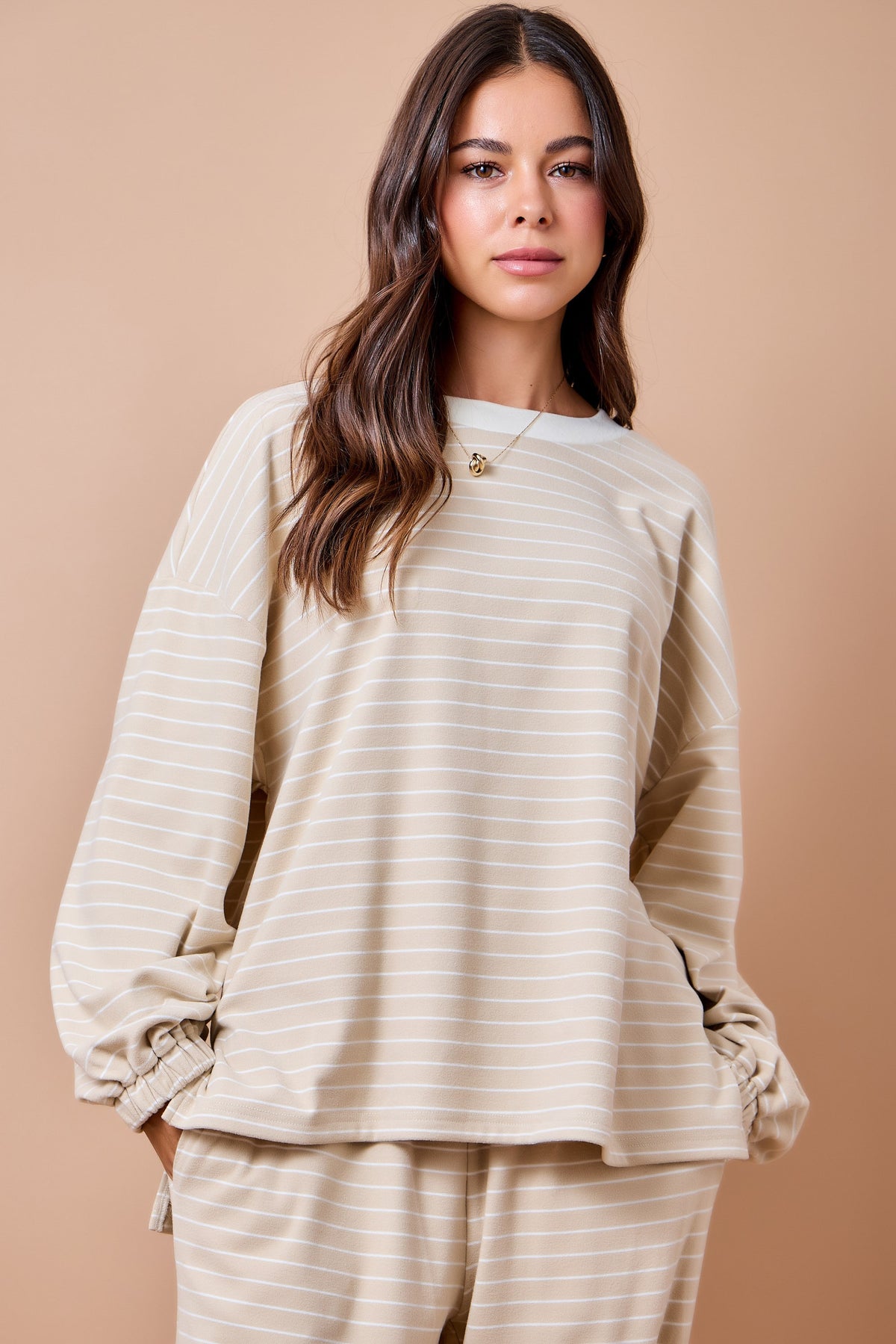 Daphne Tan Striped Top