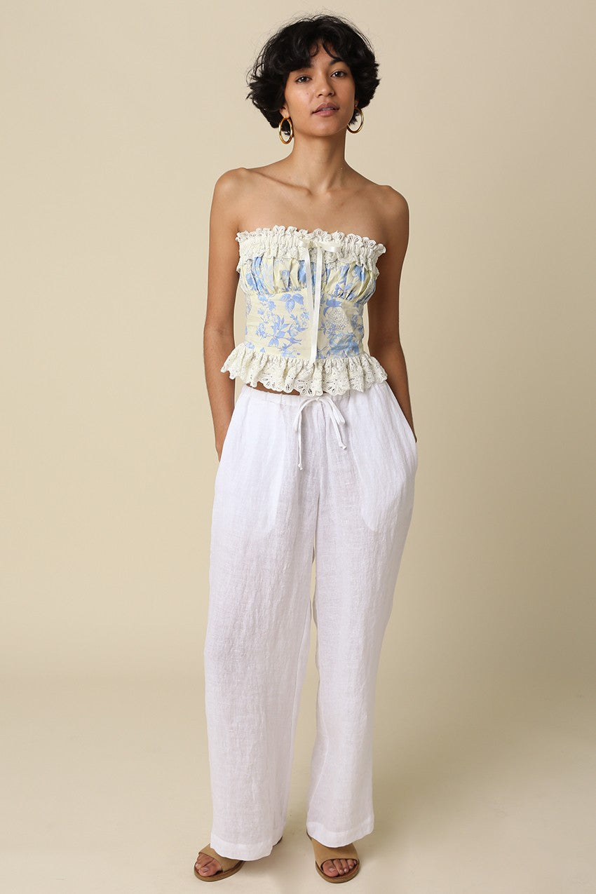 Millie Wide-leg Drawstring Linen Pants