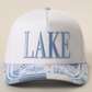 Lake 3D Embroidered Coastal Printed Brim Trucker Hat
