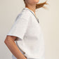 Modal Piping V Neck Top Grey