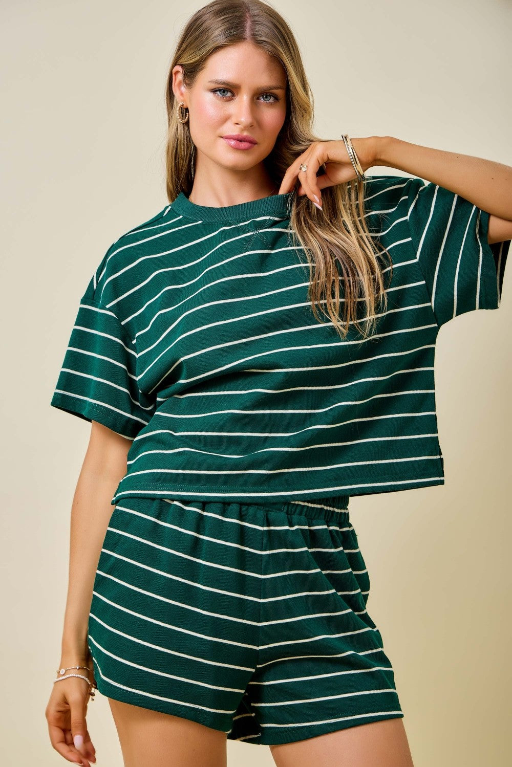 Dream Green Striped Set Top