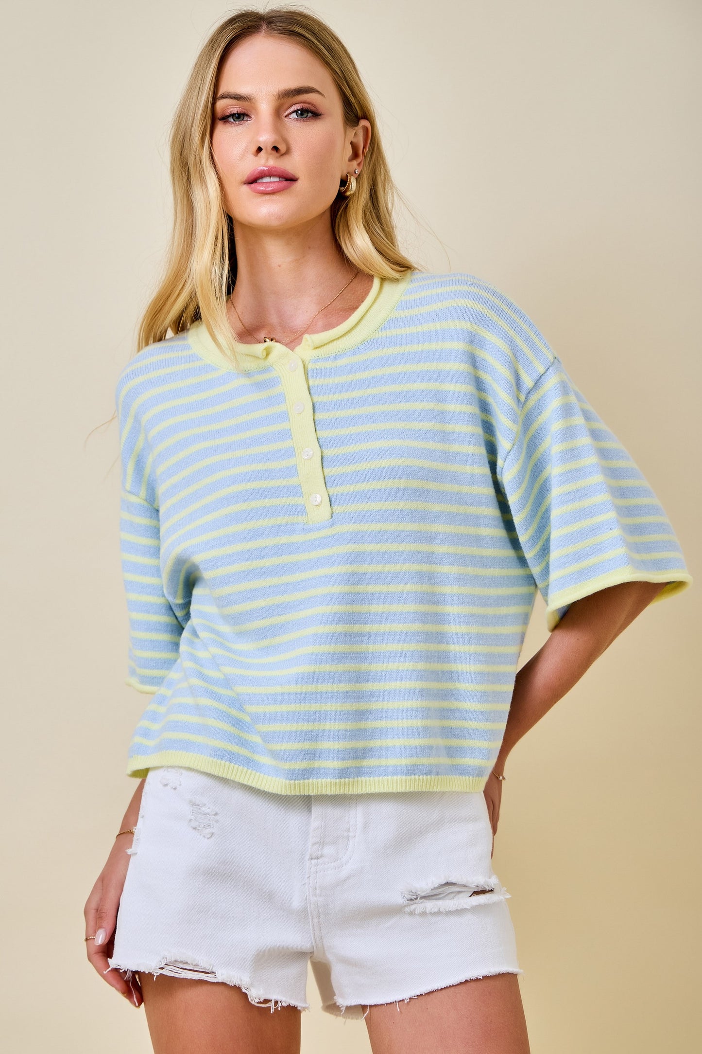 Deann Striped Top Blue