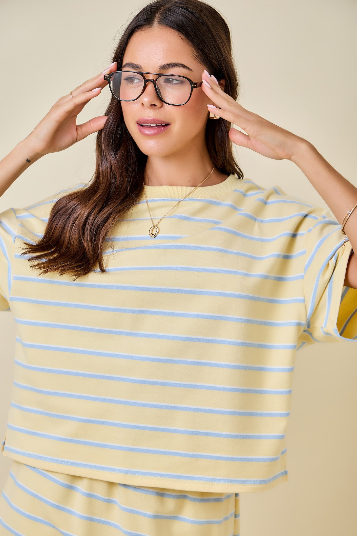 Dylan Striped Set Top Yellow