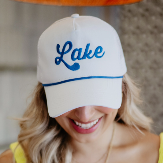 Lake Trucker Cap with Rope White
