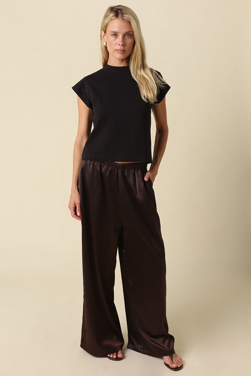 Valerie Cap Sleeve Crop Tee Black