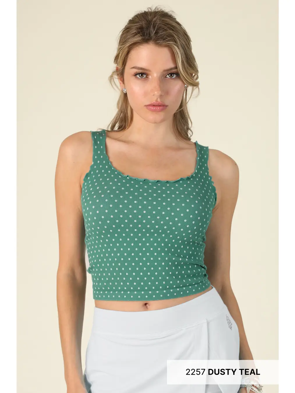 Polka Dot Edge Crop Top MULTIPLE COLORS