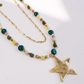 Ziggy Star Layered Necklace - Green