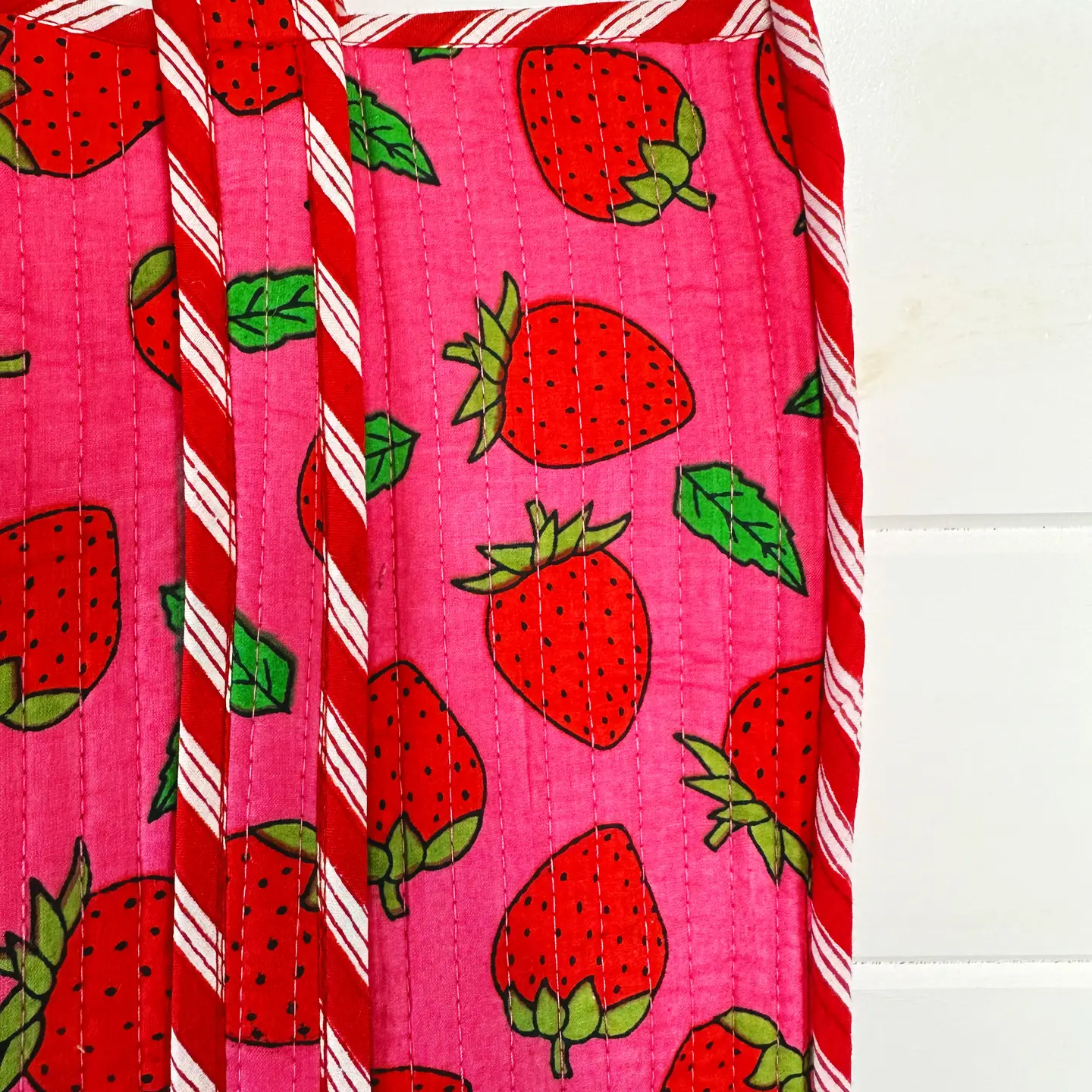 Pink Strawberry Bag Quilted Tote