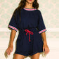 Becka Navy Ribbon Romper