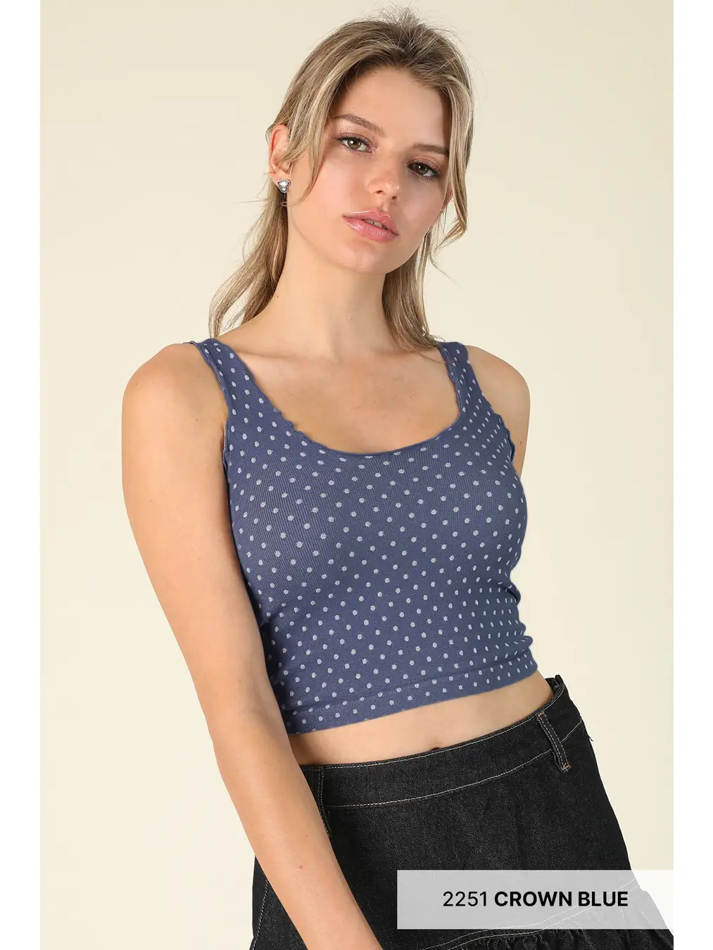 Polka Dot Edge Crop Top MULTIPLE COLORS