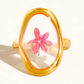 Flint 18K Gold Non-Tarnish Pink Floral Statement Ring