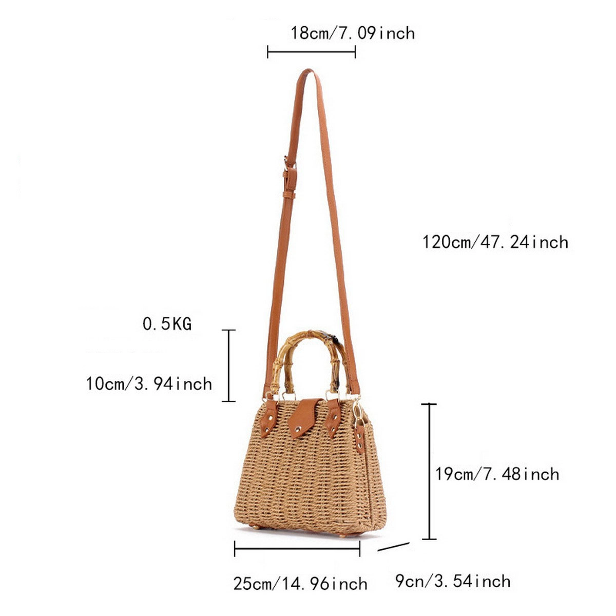 Straw Beach Bag with Bamboo Handle