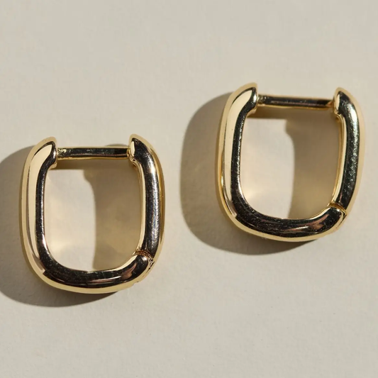 Gold Waterproof Square Huggie Earrings