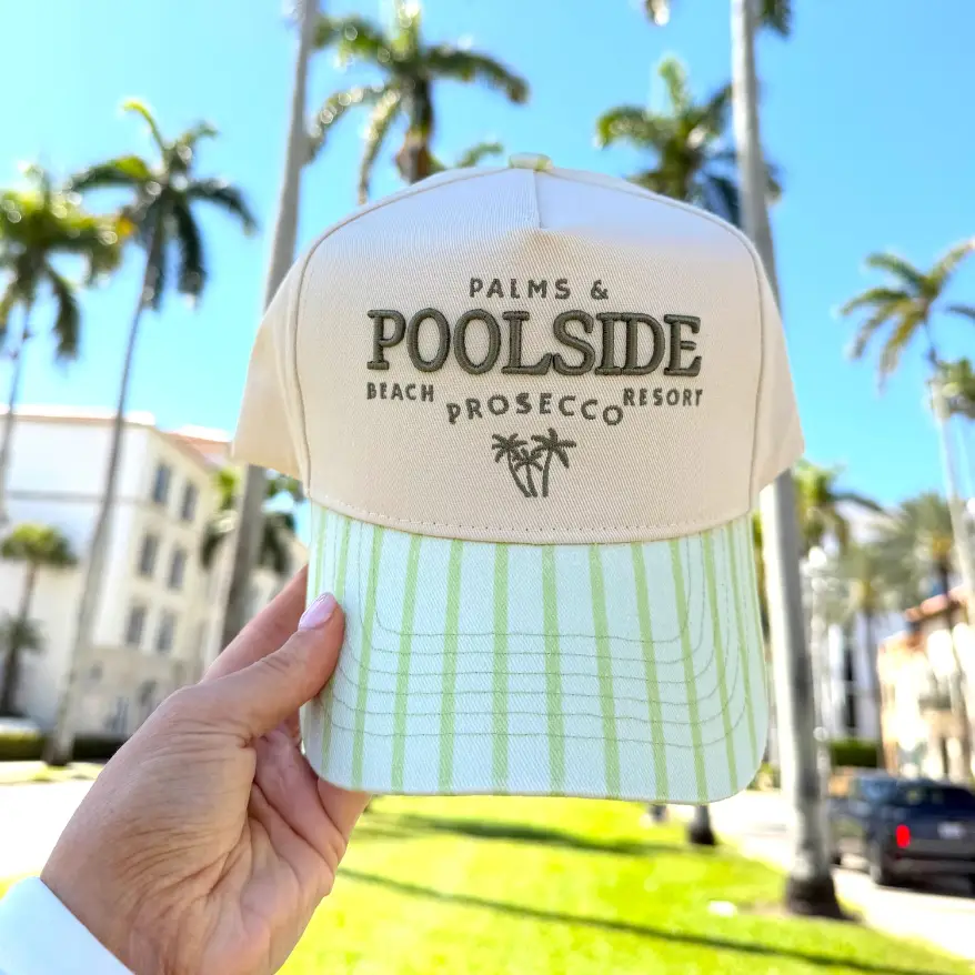 Palms & Poolside - Green Stripe Trucker Hat