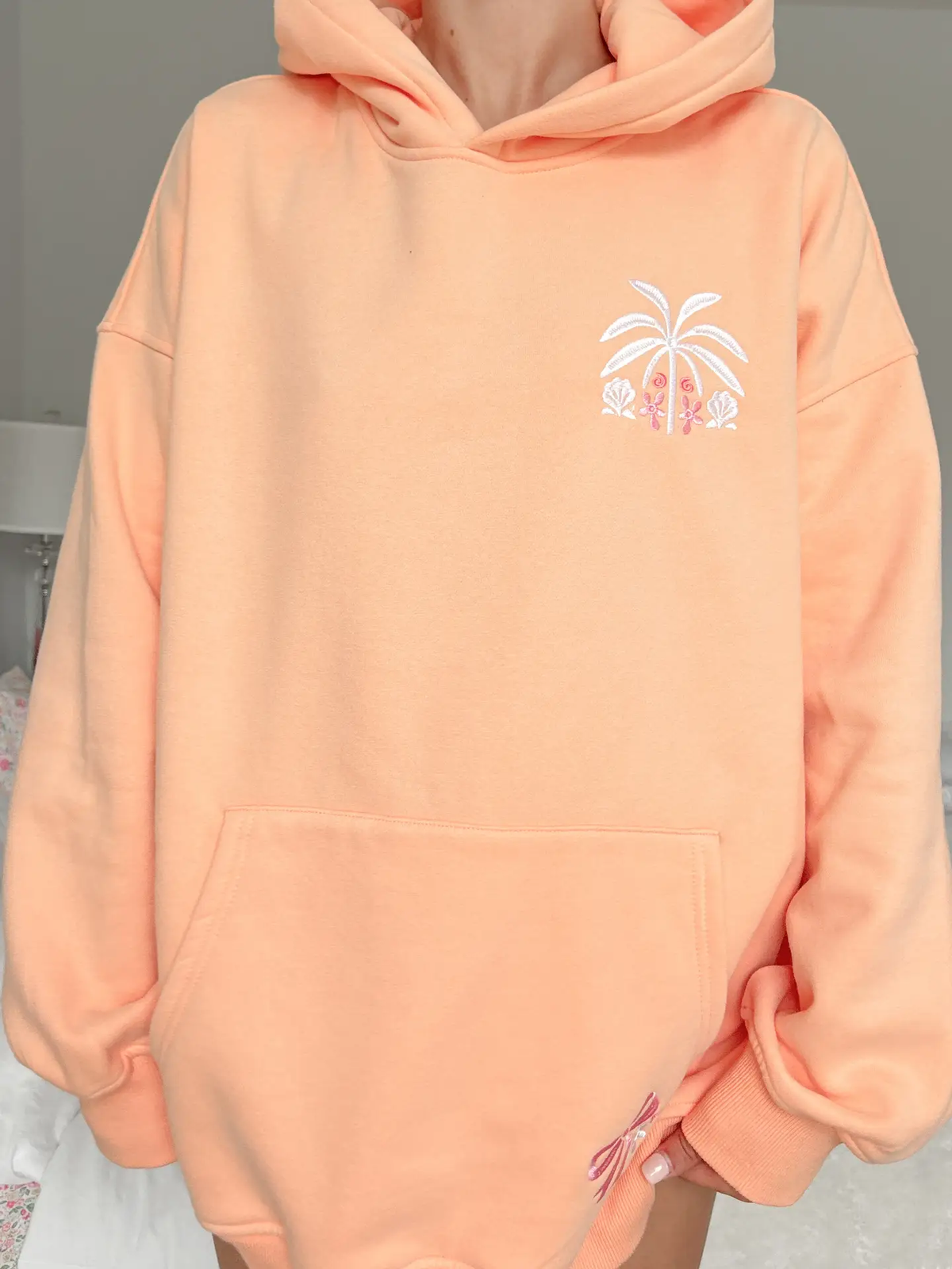 Sherbet Orange Tropical Palms Hoodie