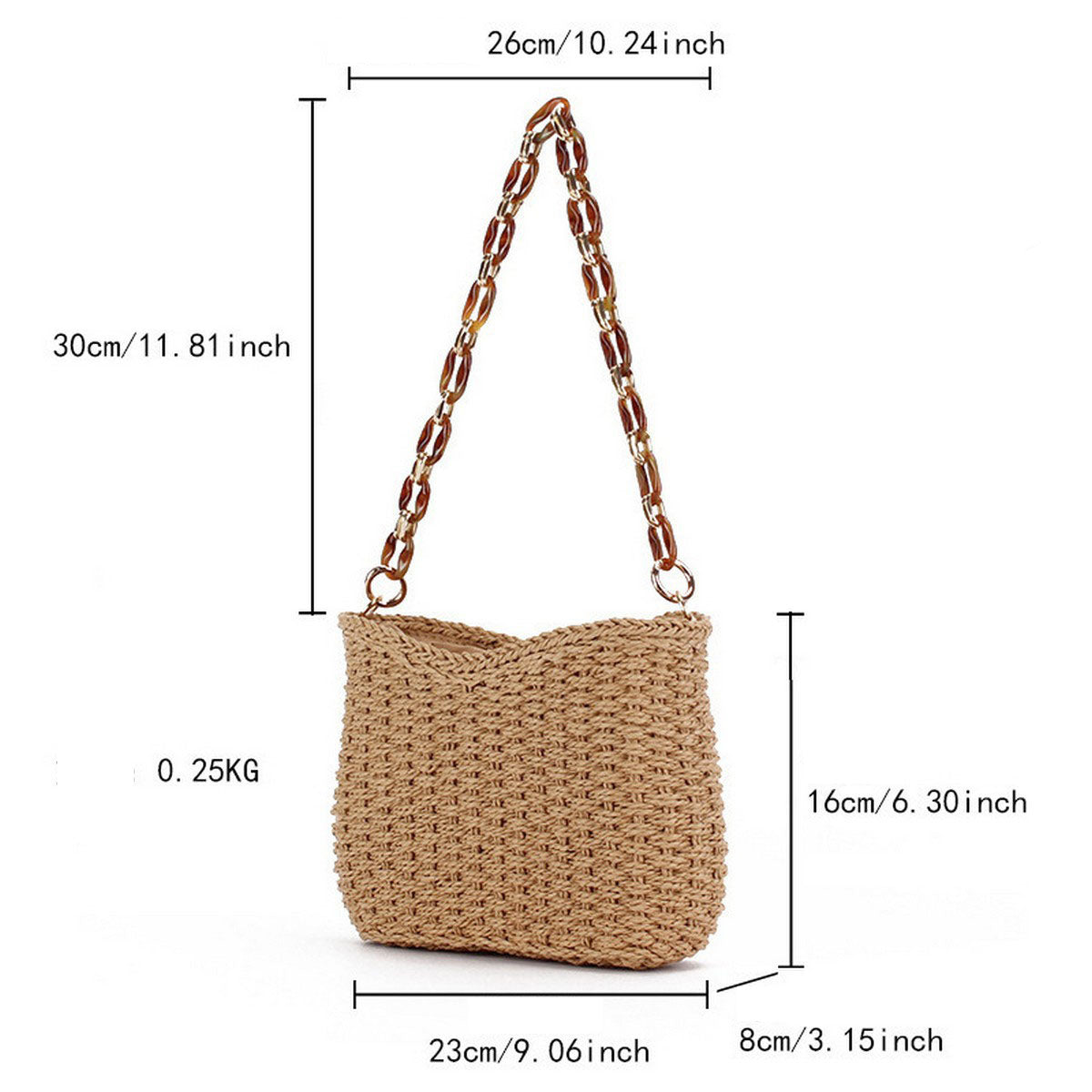 Chain Strap Straw Bag