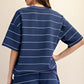 Modal Scuba Stripe Basic Short Sleeve Top Navy