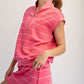 Modal Scuba Stripe V Neck Top Pink