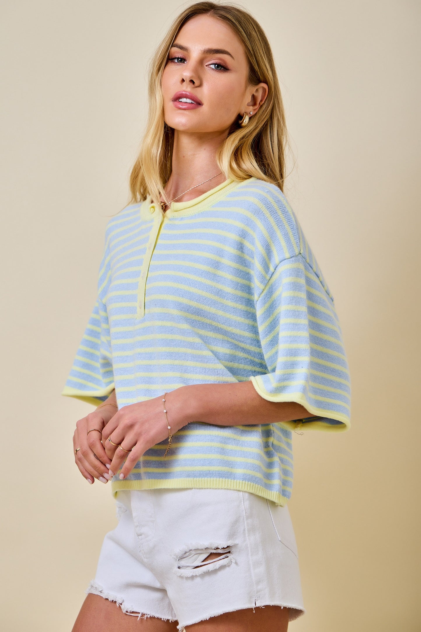 Deann Striped Top Blue