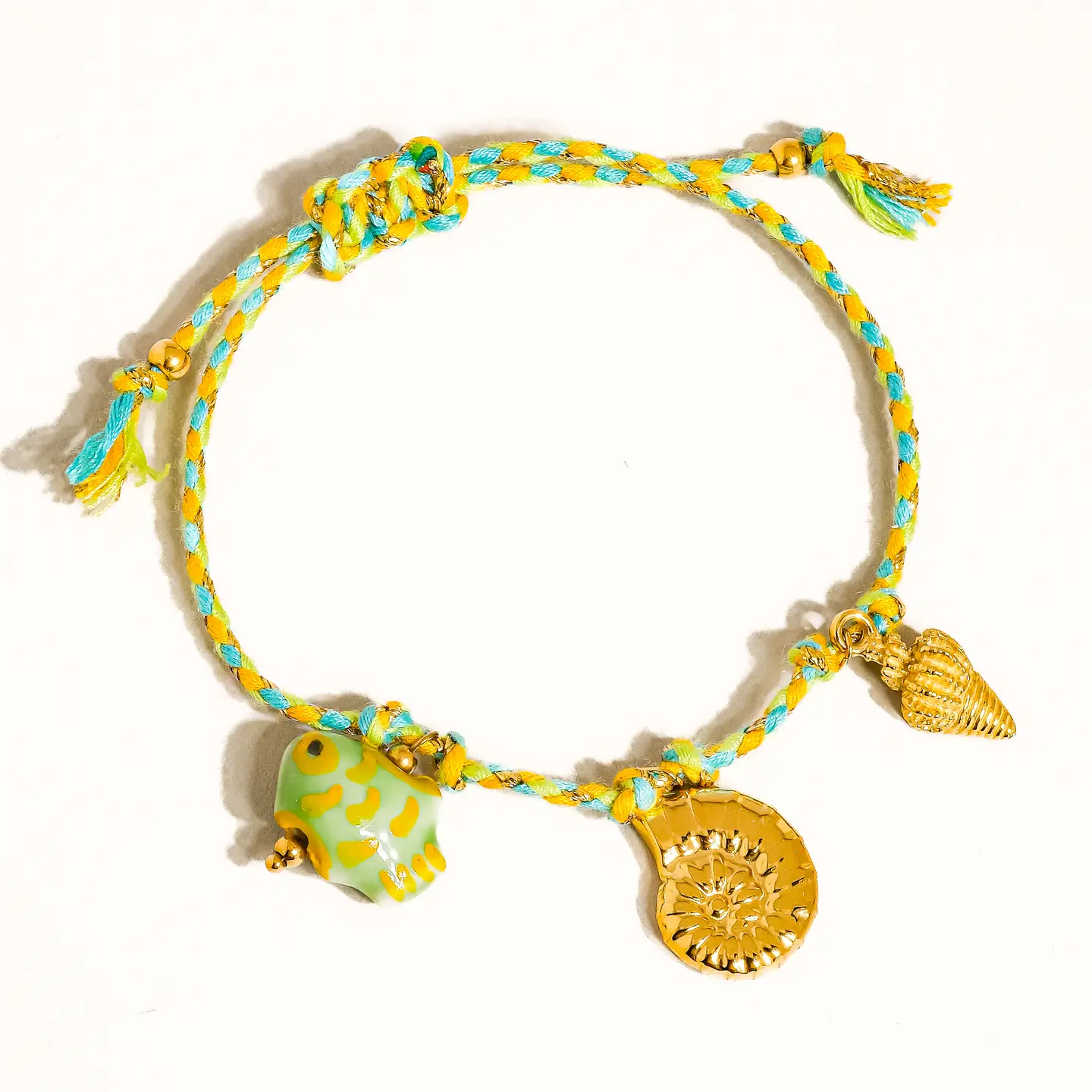 MULTIPLE COLORS Menton 18K Gold Non-Tarnish Summer Rope Charm Bracelet